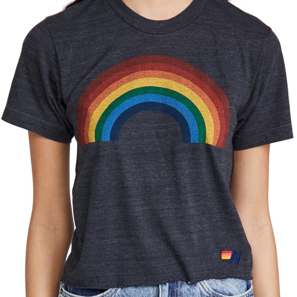 Aviator Nation boyfriend Rainbow Graphic T-Shirt* sold out * size lrg